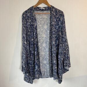 August Mist Floral Beach Open Front Cardigan Cover Up Kimono SZ XL Vacation Boho